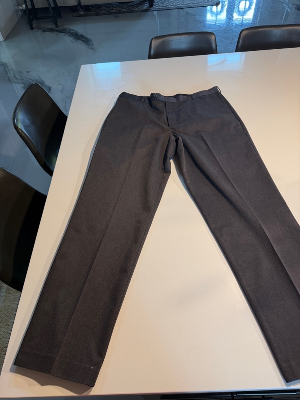 Men’s Tailored Dress Pants in Charcoal Grey 38x34 Relaxed Fit Never Iron